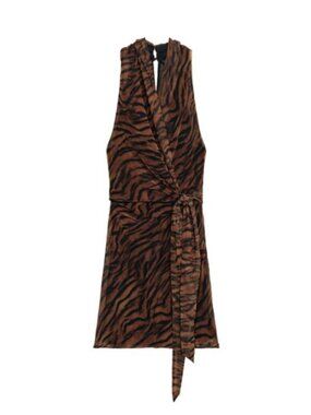 Zara Animal Print Wrap Mini Dress